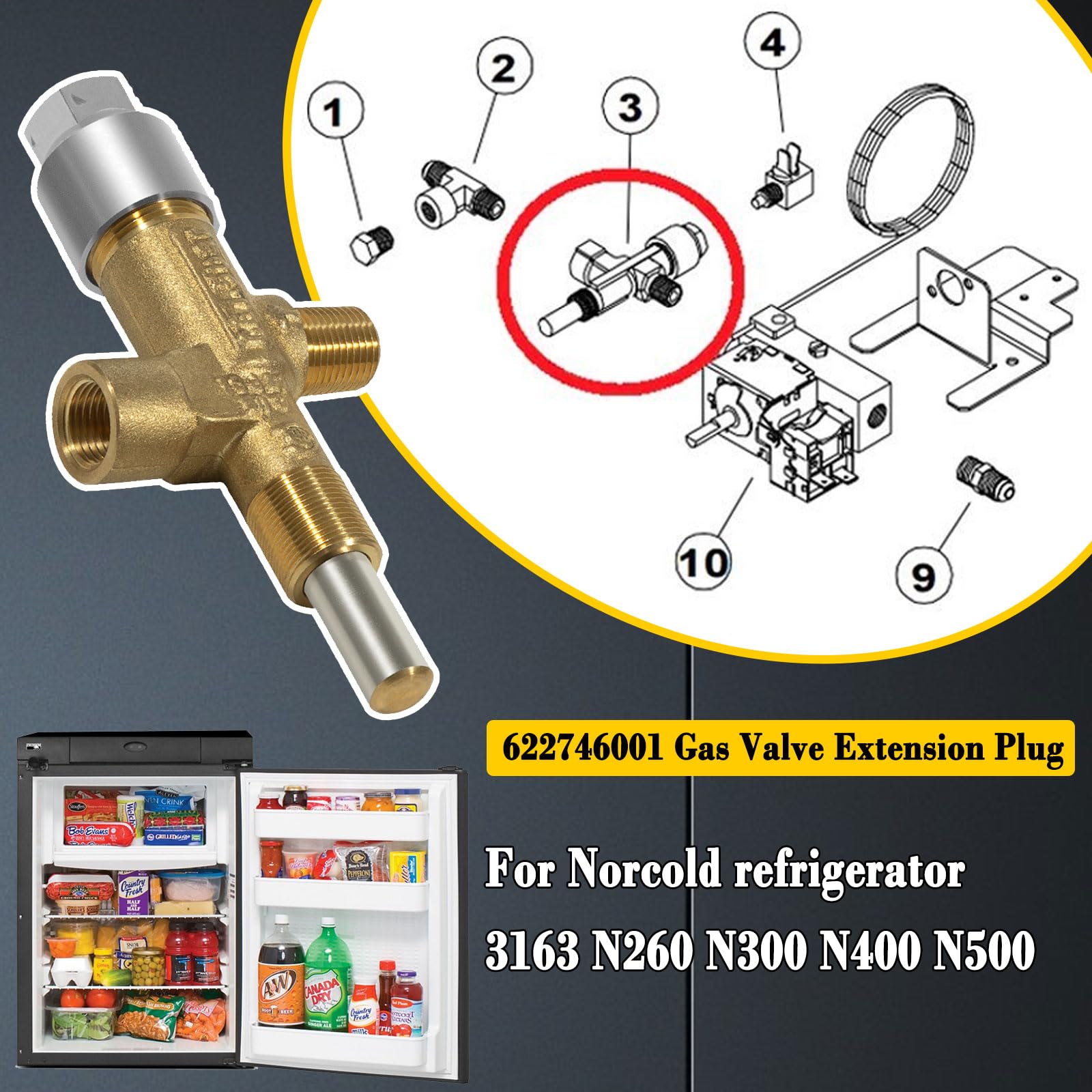 Amazon.com: Mooncar 622746001 Gas Valve Extension Plug for Norcold